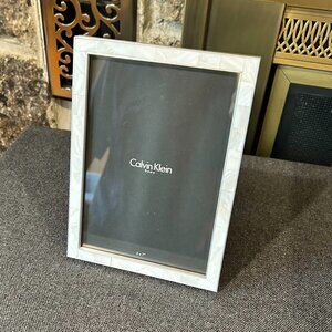 Calvin Klein 5X7 Photo Picture Mother Of Pearl Tile Frame Silvertone Metal NICE!